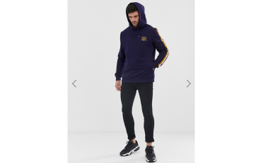 River Island hoodie with side tape in navy